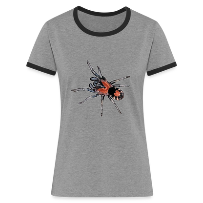 Frauen Kontrast-T-Shirt Cyriocosmus elegans - Grau meliert/Schwarz