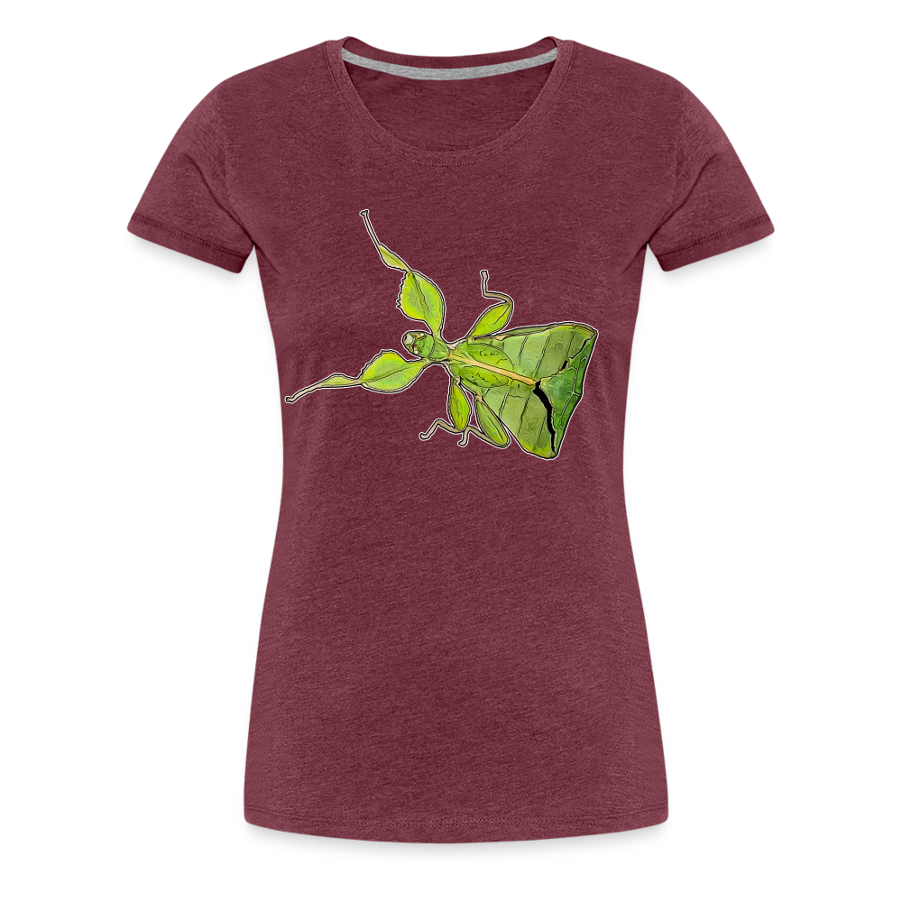 Frauen Basic T-Shirt Phyllium philippinicum female - Bordeauxrot meliert