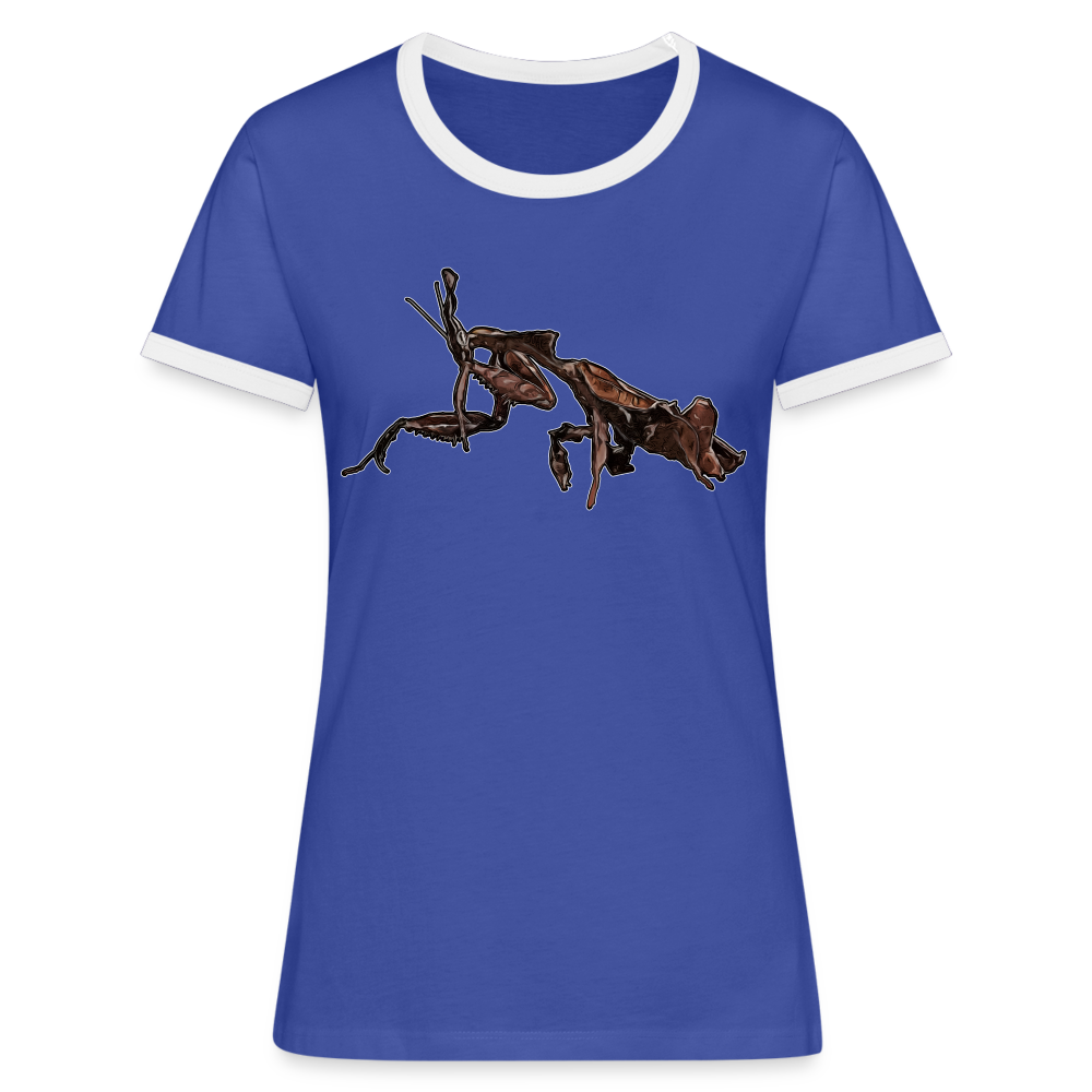 Frauen Kontrast-T-Shirt Phyllocrania paradoxa female 2 - Blau/Weiß
