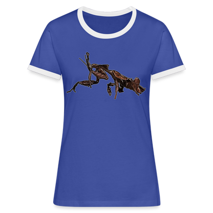 Frauen Kontrast-T-Shirt Phyllocrania paradoxa female 2 - Blau/Weiß