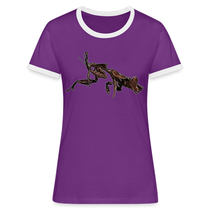 Frauen Kontrast-T-Shirt Phyllocrania paradoxa female 2 - Lila/Weiß