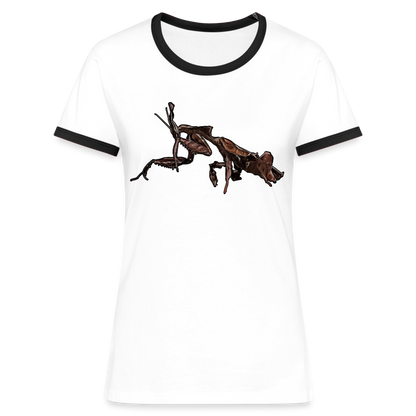 Frauen Kontrast-T-Shirt Phyllocrania paradoxa female 2 - Weiß/Schwarz