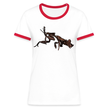 Frauen Kontrast-T-Shirt Phyllocrania paradoxa female 2 - Weiß/Rot