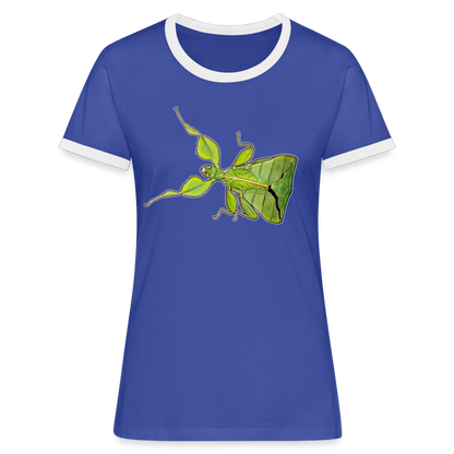 Frauen Kontrast-T-Shirt Phyllium philippinicum female - Blau/Weiß