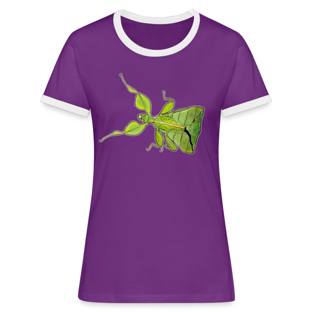 Frauen Kontrast-T-Shirt Phyllium philippinicum female - Lila/Weiß