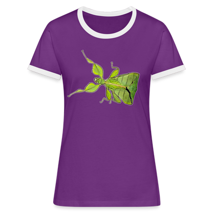 Frauen Kontrast-T-Shirt Phyllium philippinicum female - Lila/Weiß