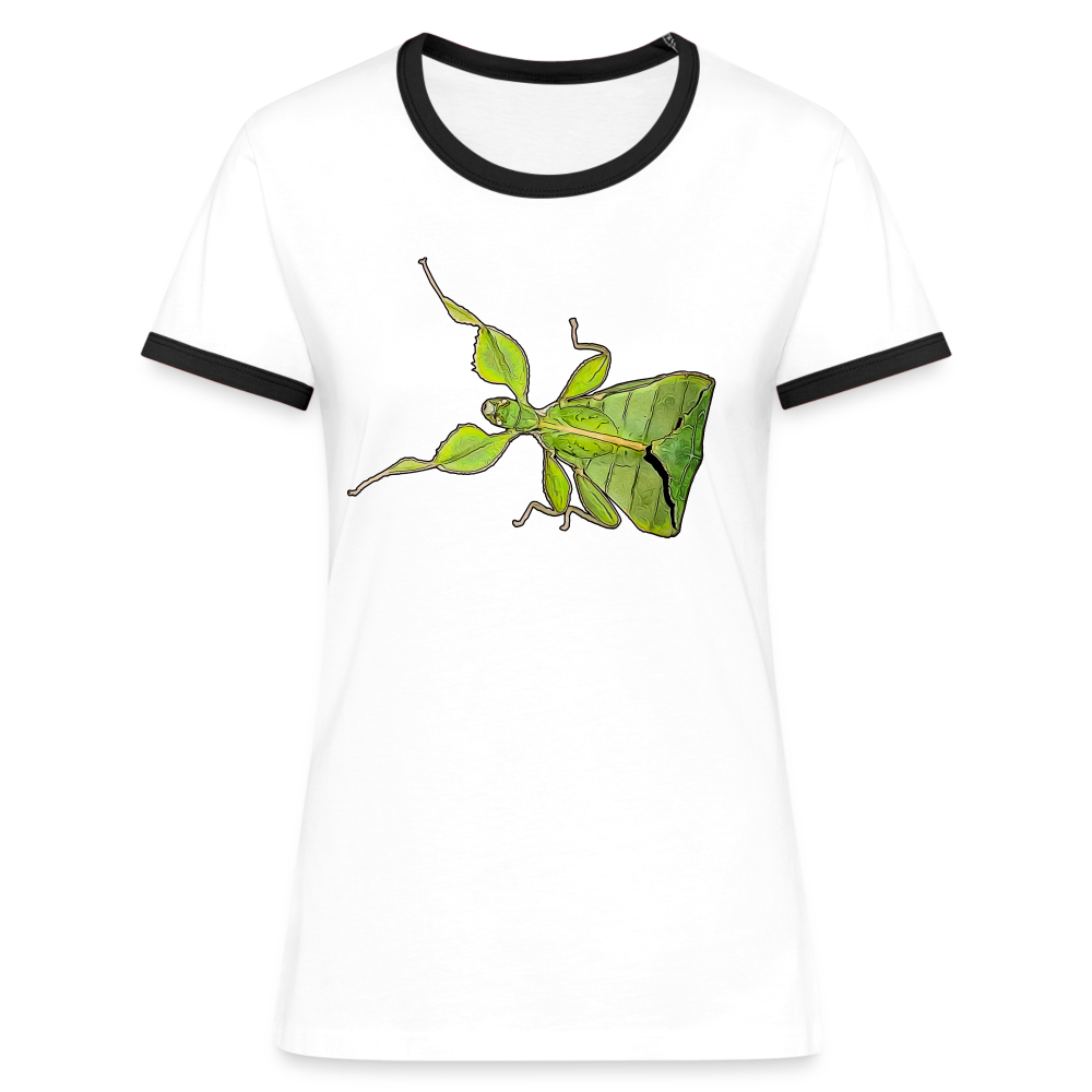 Frauen Kontrast-T-Shirt Phyllium philippinicum female - Weiß/Schwarz