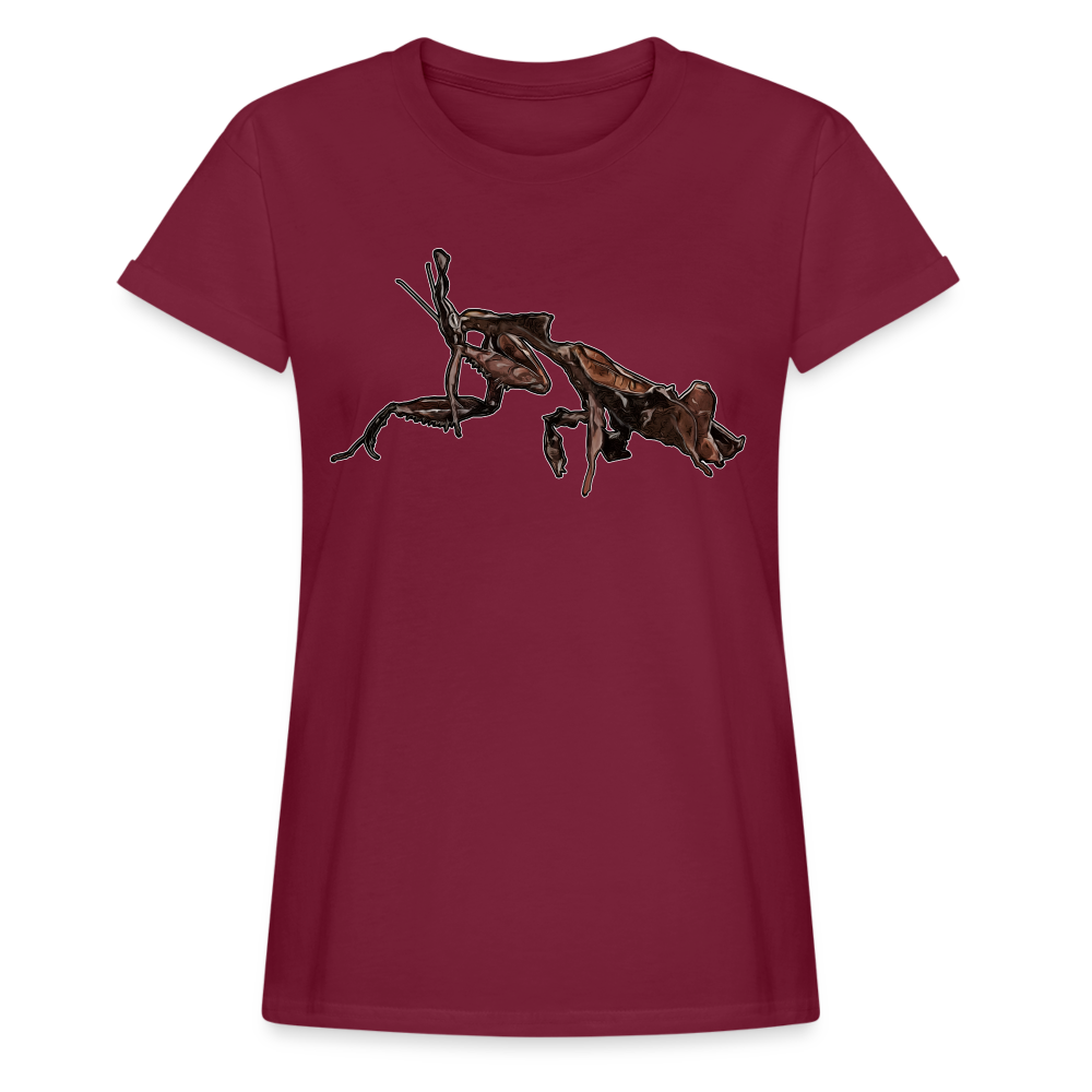 Frauen Oversized T-Shirt Phyllocrania paradoxa female 2 - Bordeaux