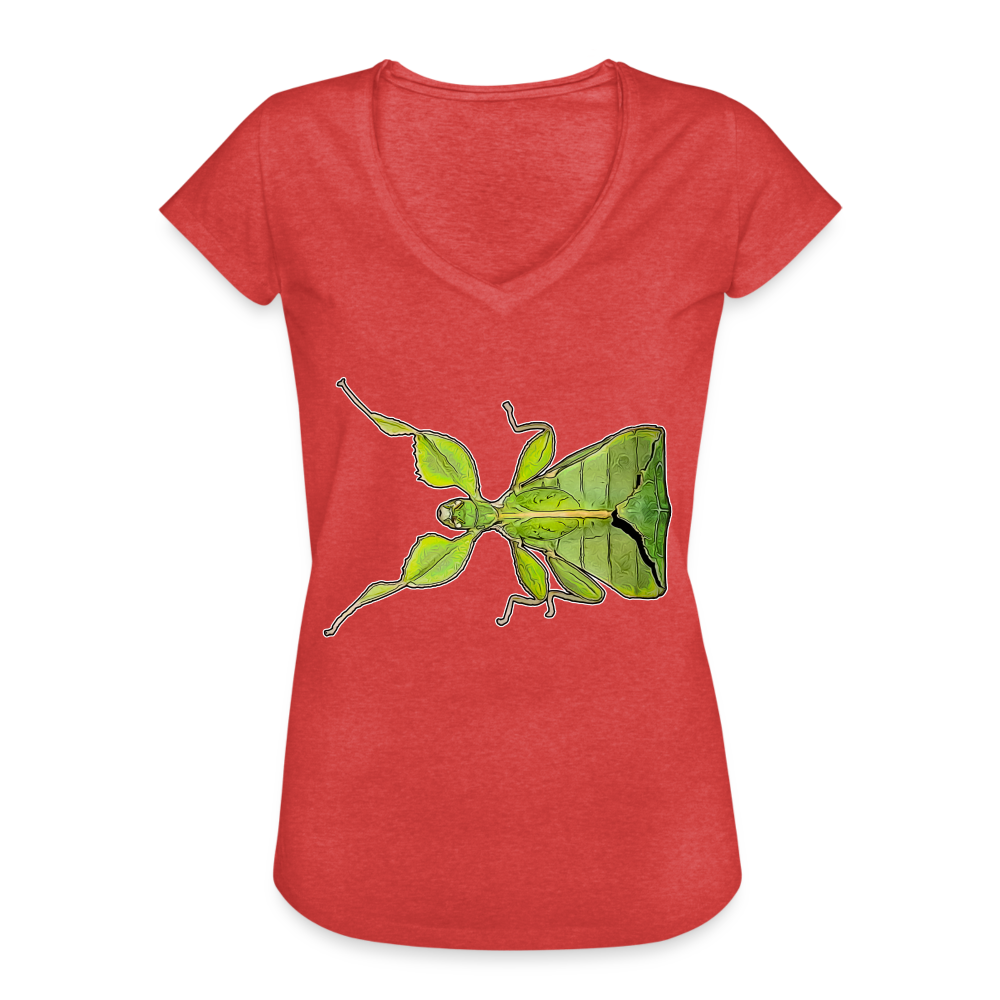 Frauen Vintage T-Shirt Phyllium philippinicum female - Rot meliert