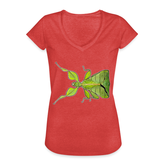 Frauen Vintage T-Shirt Phyllium philippinicum female - Rot meliert