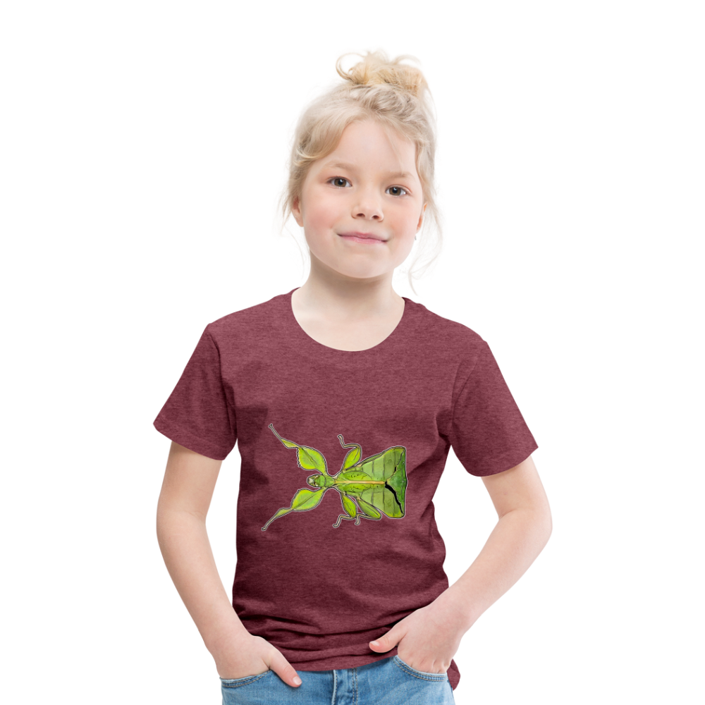 Kinder Basic T-Shirt Phyllium philippinicum female - Bordeauxrot meliert