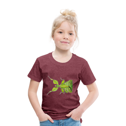 Kinder Basic T-Shirt Phyllium philippinicum female - Bordeauxrot meliert