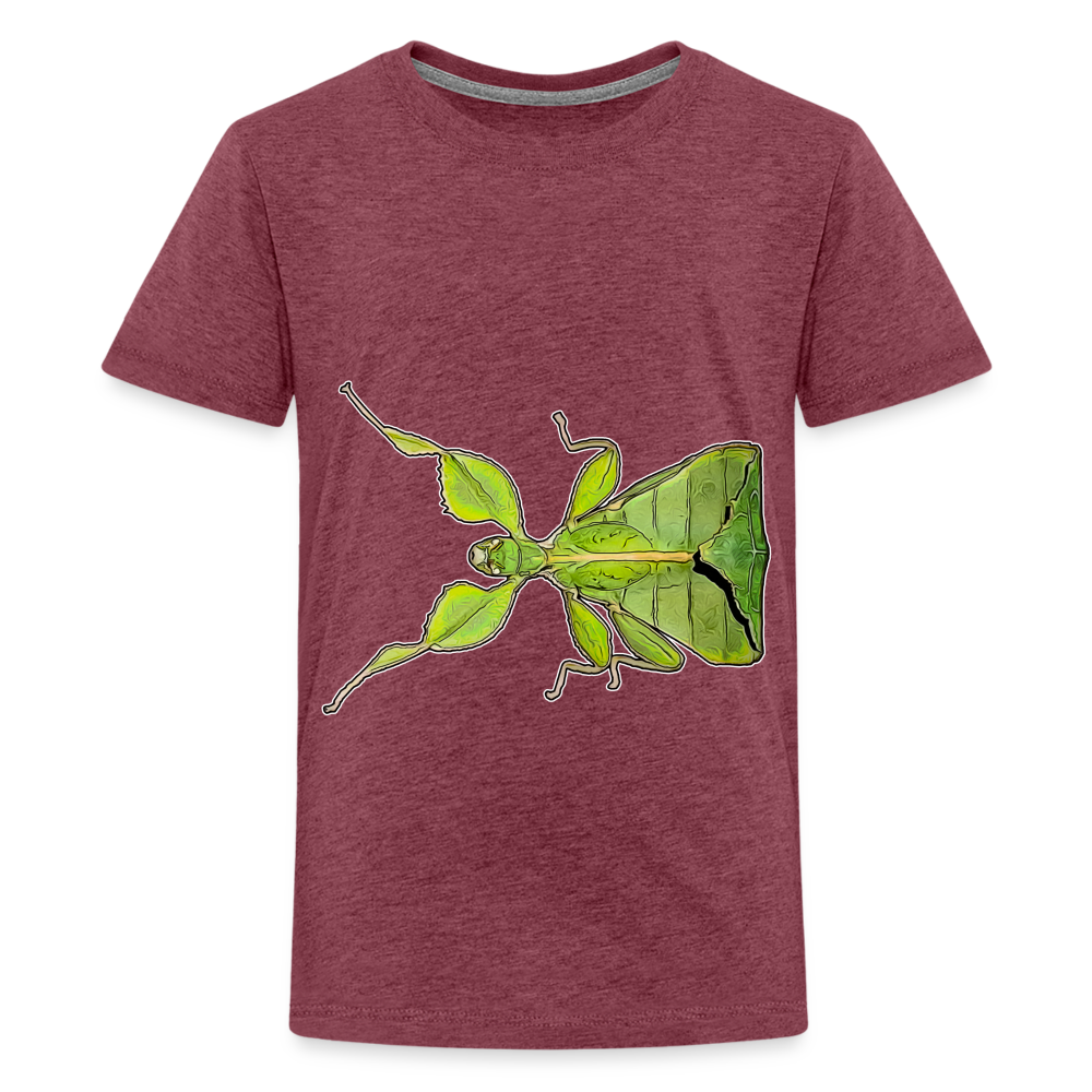 Teenager Basic T-Shirt Phyllium philippinicum female - Bordeauxrot meliert