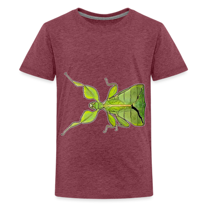 Teenager Basic T-Shirt Phyllium philippinicum female - Bordeauxrot meliert