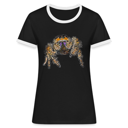 Frauen Kontrast-T-Shirt Phidippus regius Everglades female - Schwarz/Weiß