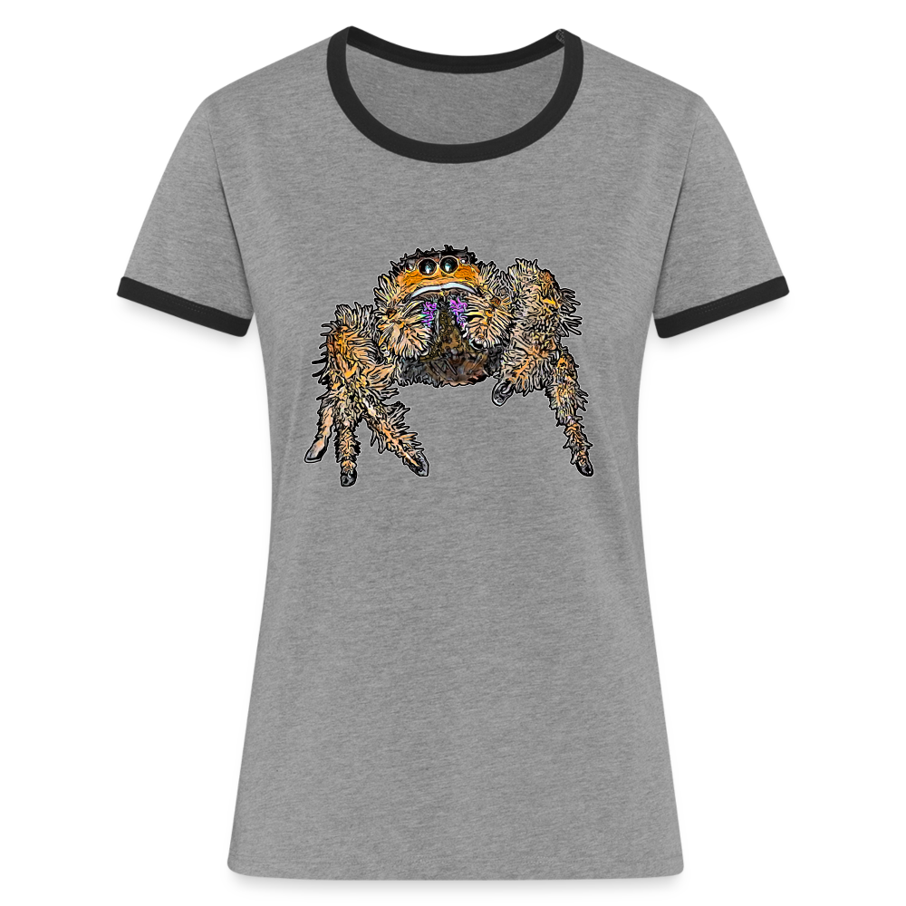 Frauen Kontrast-T-Shirt Phidippus regius Everglades female - Grau meliert/Schwarz