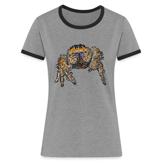 Frauen Kontrast-T-Shirt Phidippus regius Everglades female - Grau meliert/Schwarz