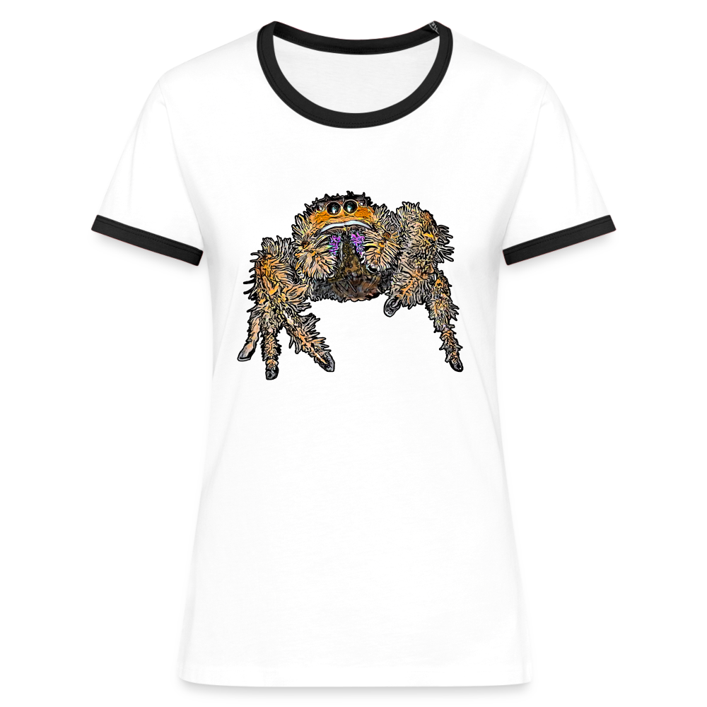 Frauen Kontrast-T-Shirt Phidippus regius Everglades female - Weiß/Schwarz