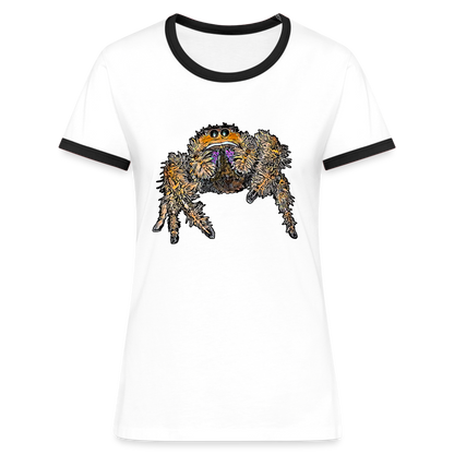 Frauen Kontrast-T-Shirt Phidippus regius Everglades female - Weiß/Schwarz