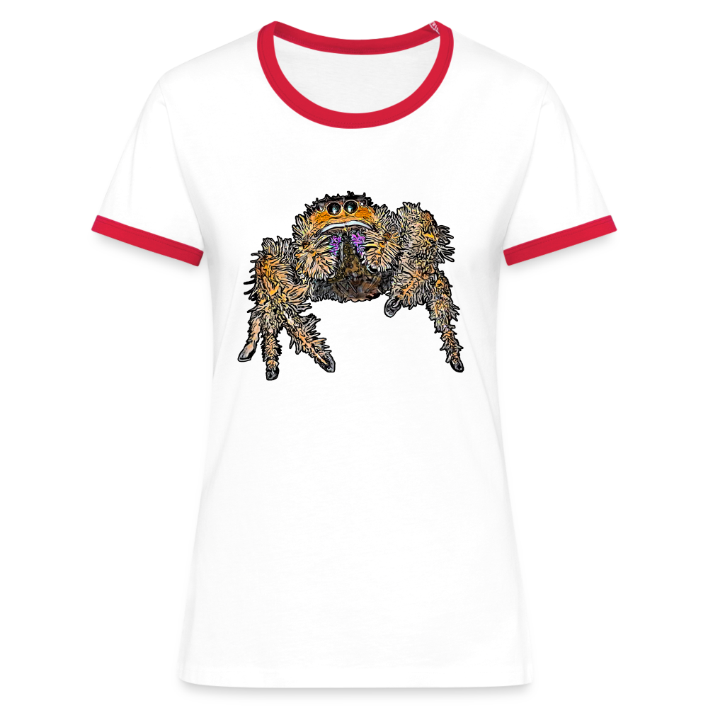 Frauen Kontrast-T-Shirt Phidippus regius Everglades female - Weiß/Rot