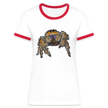 Frauen Kontrast-T-Shirt Phidippus regius Everglades female - Weiß/Rot