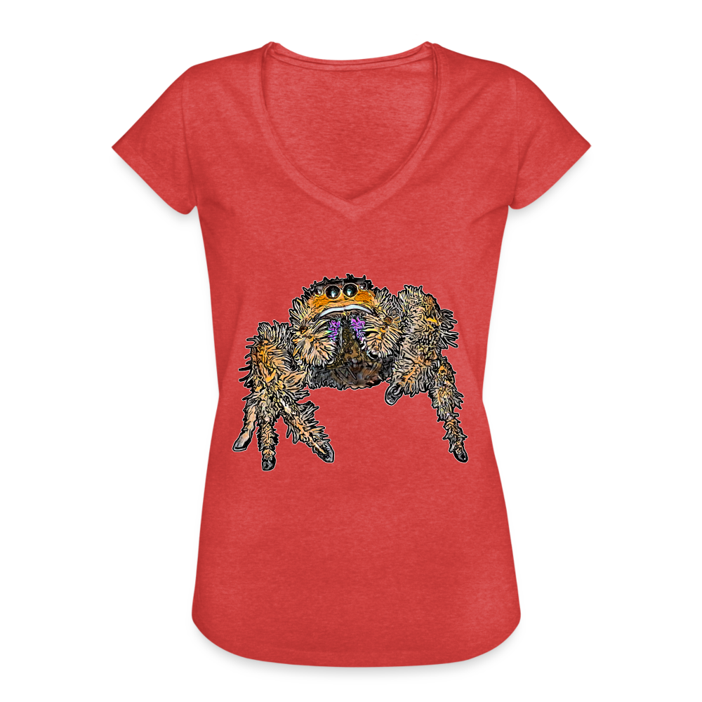 Frauen Vintage T-Shirt Phidippus regius Everglades female - Rot meliert