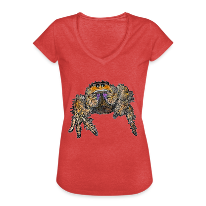 Frauen Vintage T-Shirt Phidippus regius Everglades female - Rot meliert