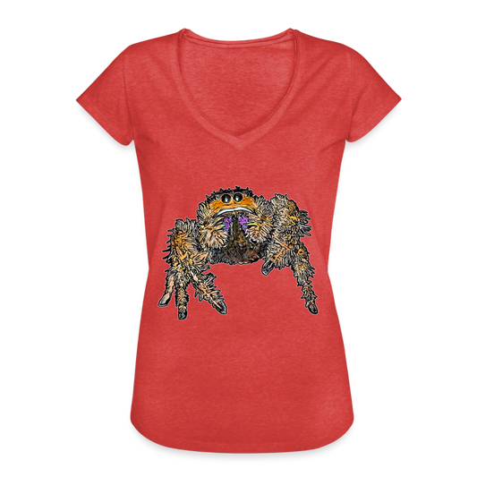 Frauen Vintage T-Shirt Phidippus regius Everglades female - Rot meliert