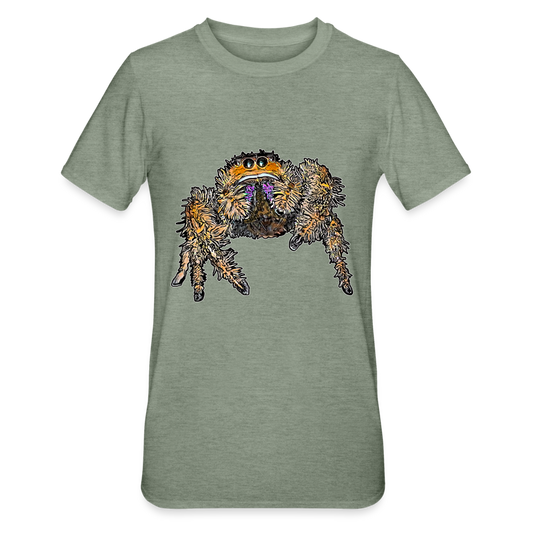 Unisex T-Shirt Phidippus regius Everglades female - Militärgrün meliert
