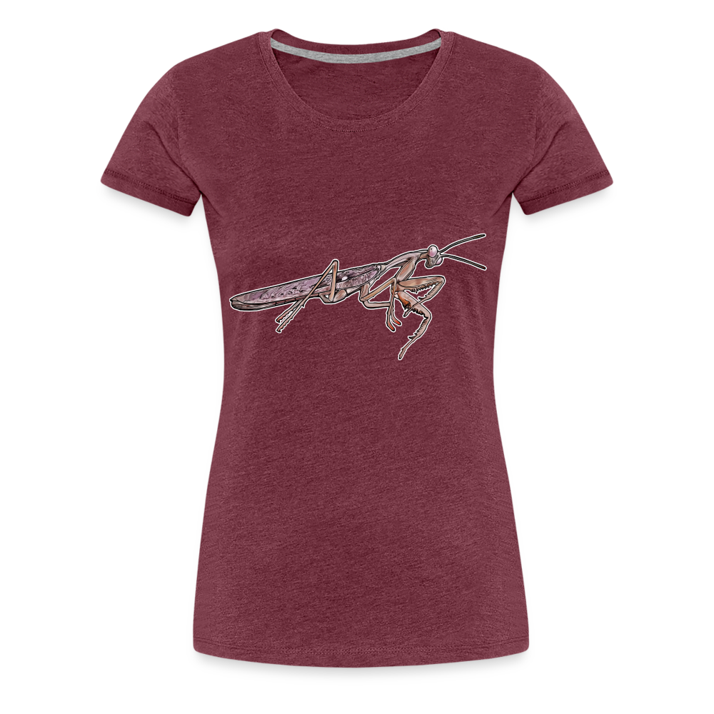 Frauen Basic T-Shirt Rhombodera kirbyi Male - Bordeauxrot meliert