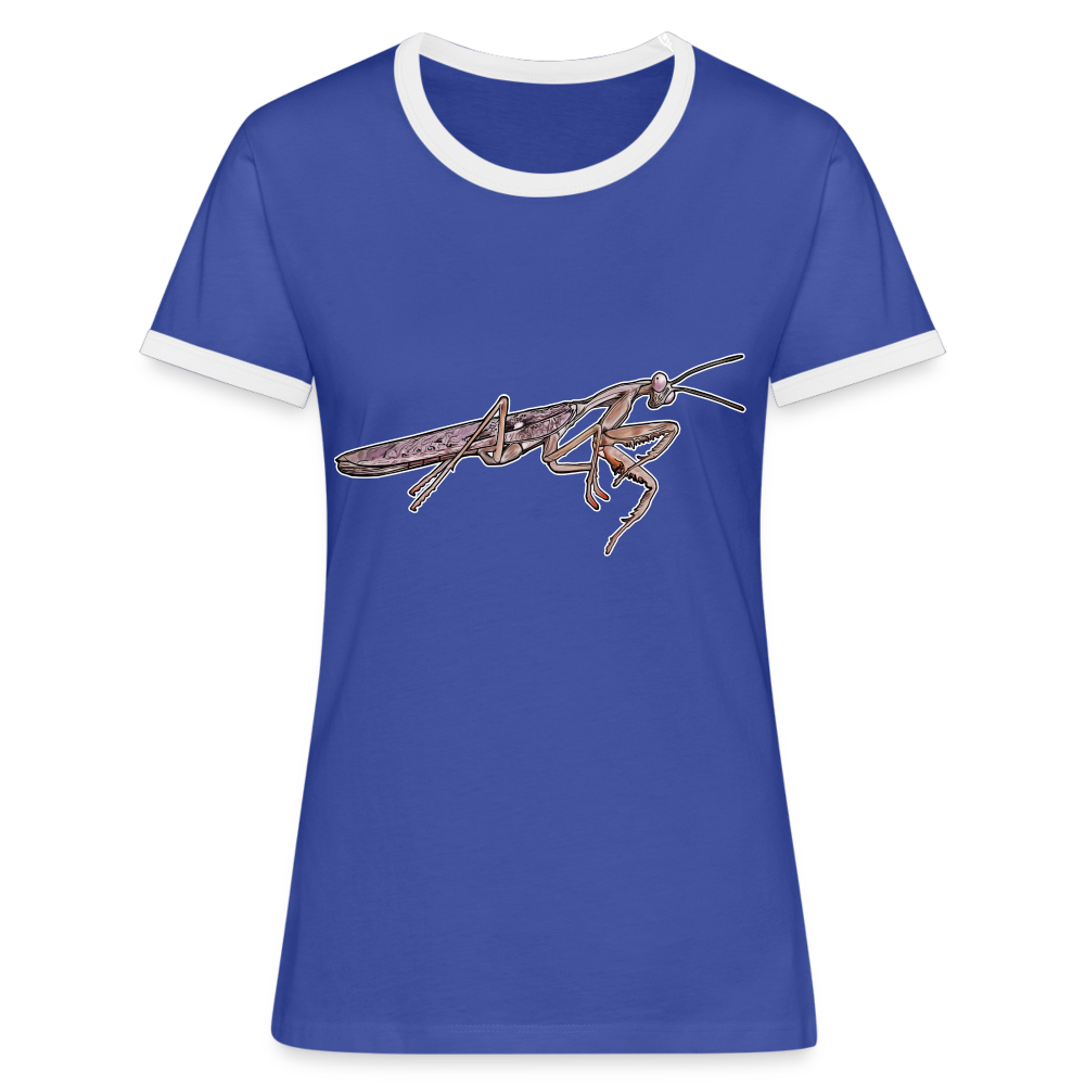 Frauen Kontrast-T-Shirt Rhombodera kirbyi Male - Blau/Weiß