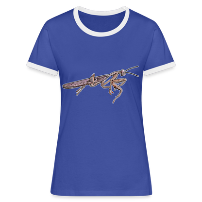 Frauen Kontrast-T-Shirt Rhombodera kirbyi Male - Blau/Weiß