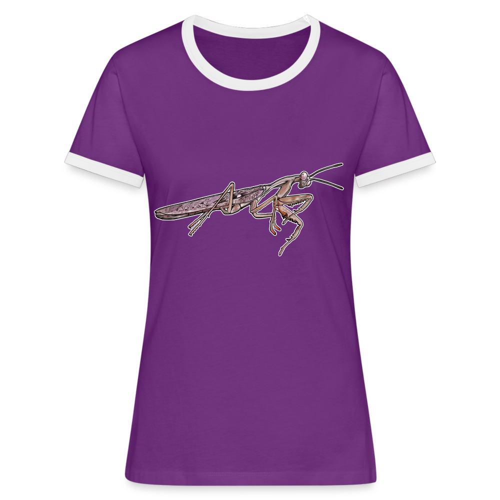 Frauen Kontrast-T-Shirt Rhombodera kirbyi Male - Lila/Weiß