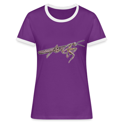 Frauen Kontrast-T-Shirt Rhombodera kirbyi Male - Lila/Weiß