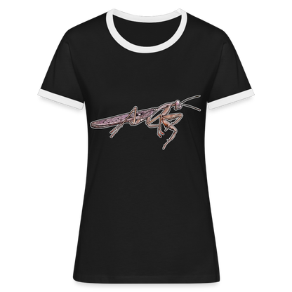 Frauen Kontrast-T-Shirt Rhombodera kirbyi Male - Schwarz/Weiß