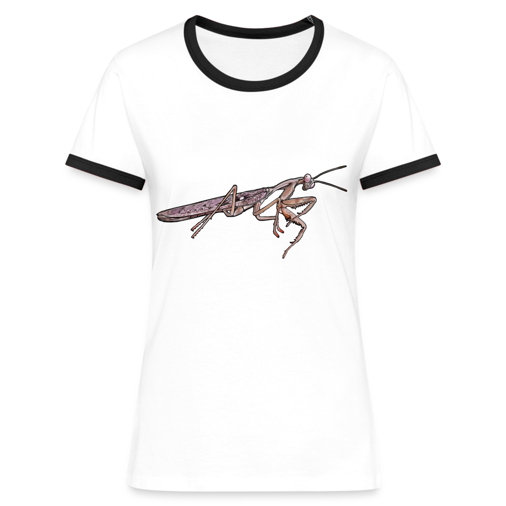 Frauen Kontrast-T-Shirt Rhombodera kirbyi Male - Weiß/Schwarz