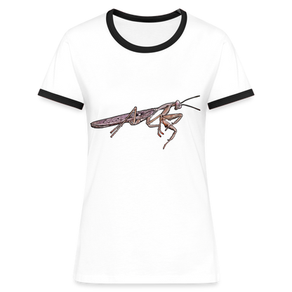 Frauen Kontrast-T-Shirt Rhombodera kirbyi Male - Weiß/Schwarz