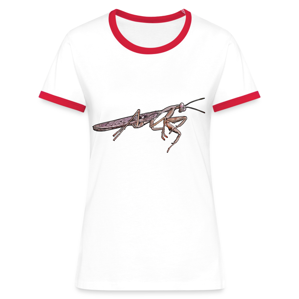 Frauen Kontrast-T-Shirt Rhombodera kirbyi Male - Weiß/Rot