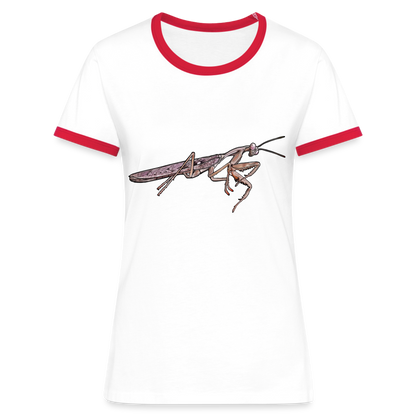 Frauen Kontrast-T-Shirt Rhombodera kirbyi Male - Weiß/Rot