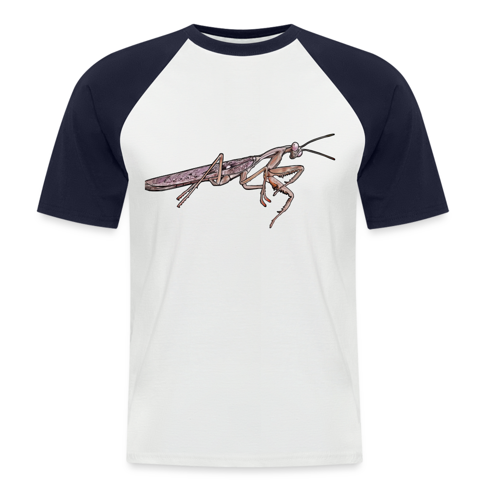 Männer Baseball-T-Shirt Rhombodera kirbyi Male - Weiß/Navy