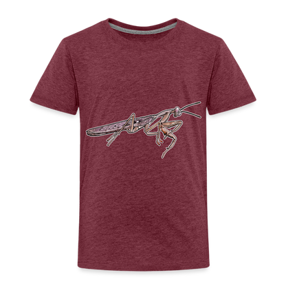 Kinder Basic T-Shirt Rhombodera kirbyi Male - Bordeauxrot meliert