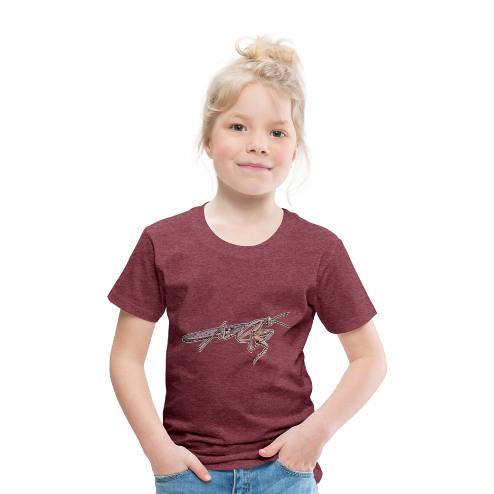 Kinder Basic T-Shirt Rhombodera kirbyi Male - Bordeauxrot meliert