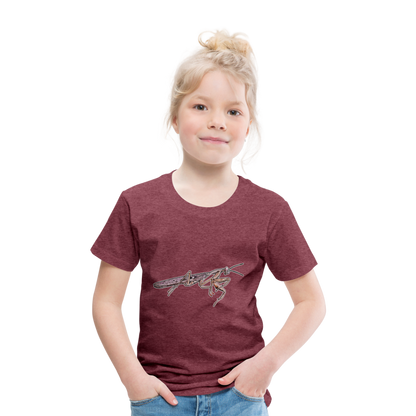 Kinder Basic T-Shirt Rhombodera kirbyi Male - Bordeauxrot meliert