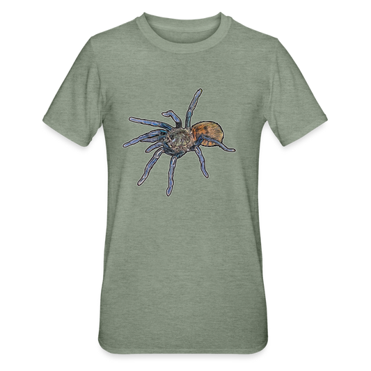 Unisex T-Shirt Chromatopelma cyaneopubescens - Militärgrün meliert