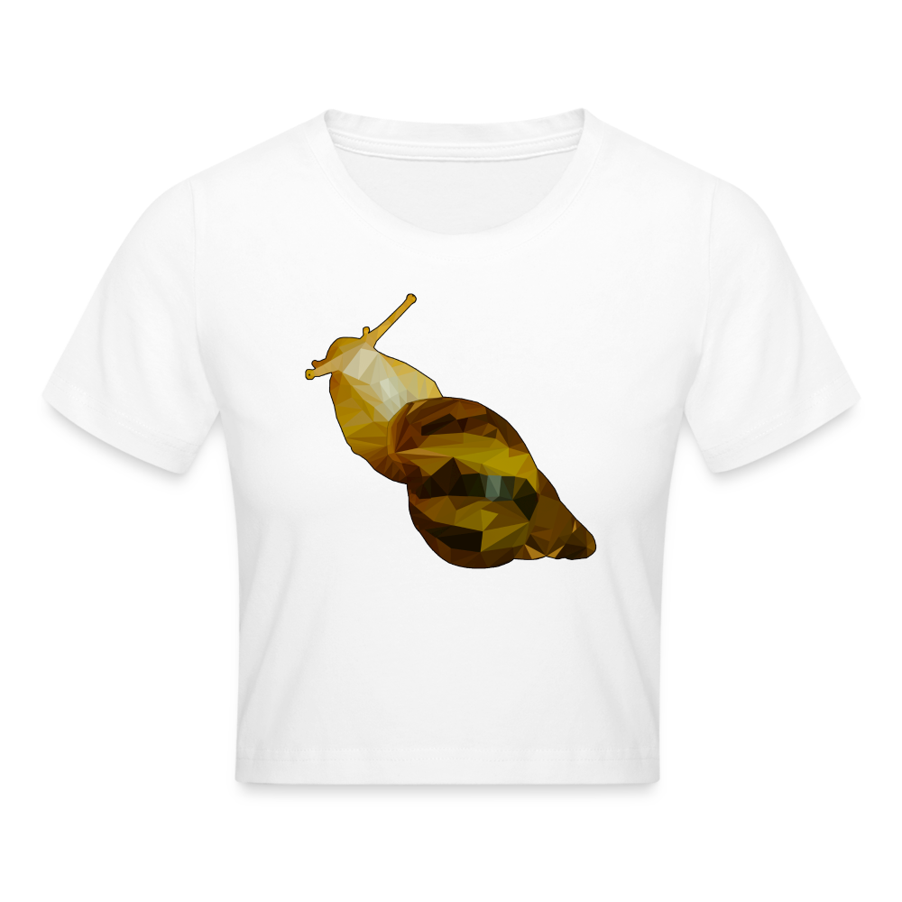 Crop T-Shirt Achatina reticulata Low Poly - weiß