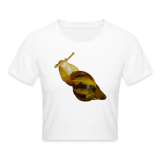 Crop T-Shirt Achatina reticulata Low Poly - weiß