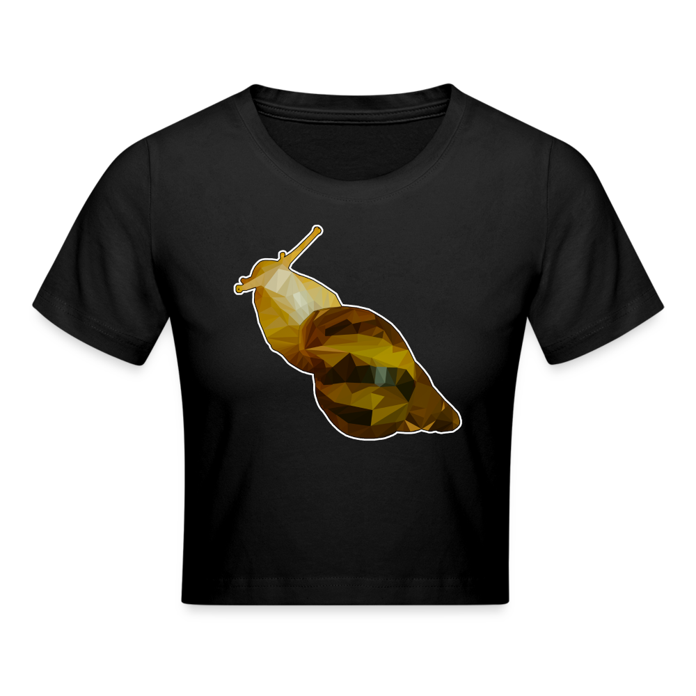 Crop T-Shirt Achatina reticulata Low Poly - Schwarz