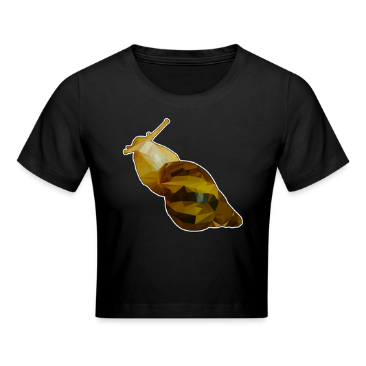 Crop T-Shirt Achatina reticulata Low Poly - Schwarz