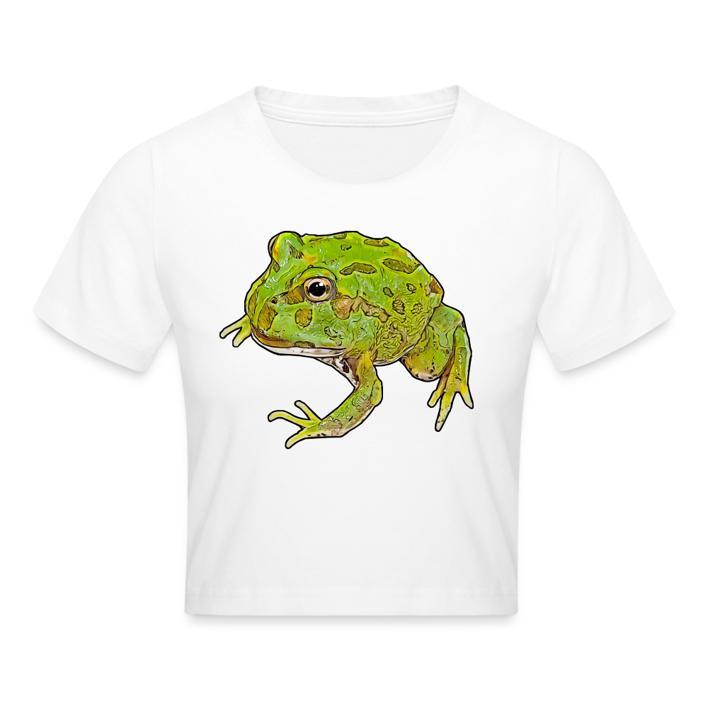 Crop T-Shirt Ceratophrys cranwelli Peppermint Blue - weiß