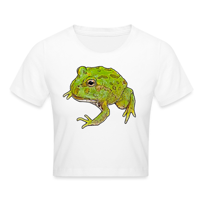 Crop T-Shirt Ceratophrys cranwelli Peppermint Blue - weiß